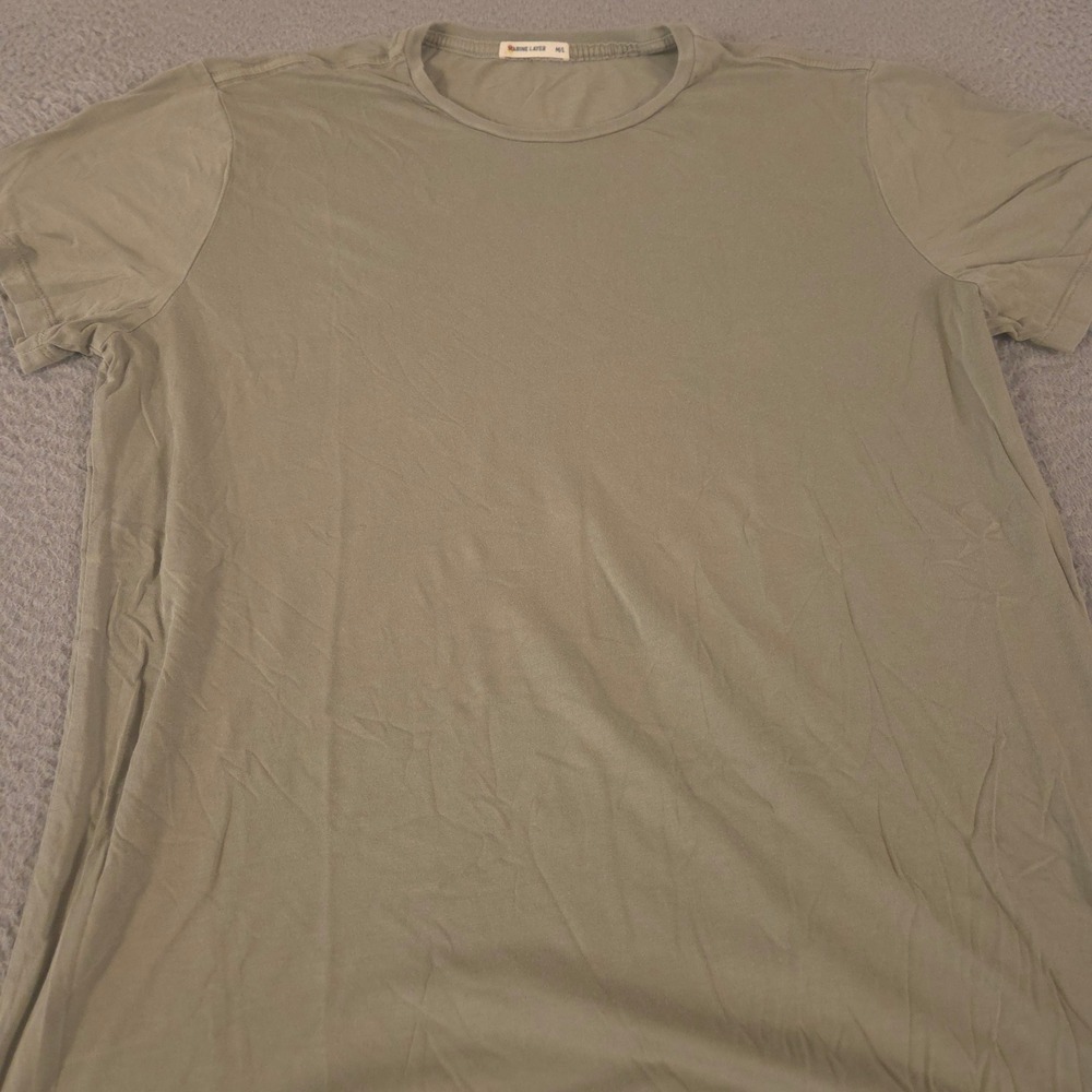 Marine Layer Shirt Mens M/L Olive Green Signature Crew Tee Cotton Tencel Modal